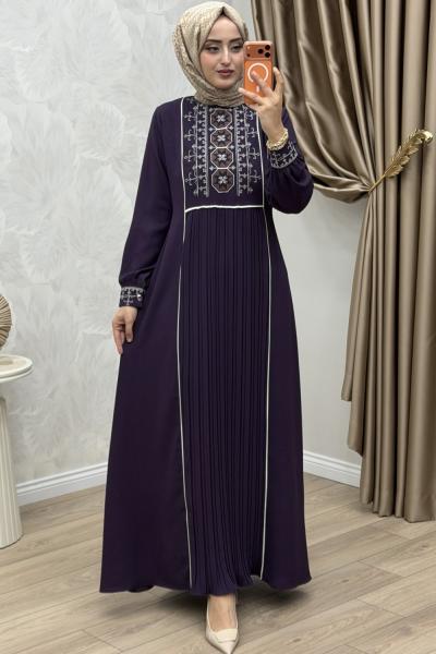 Lale Elbise Koyu Mor