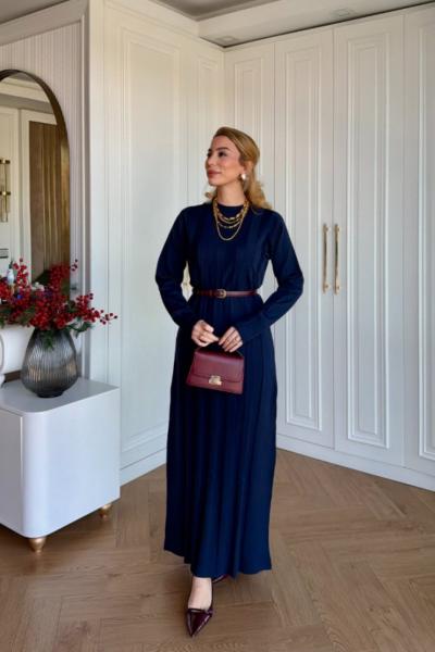 Arzu Triko Elbise Lacivert