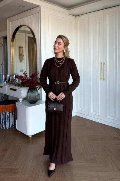 Arzu Triko Elbise Acı Kahve