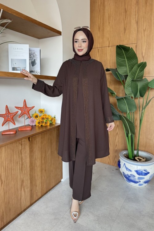 Aynur Tunik Takım Kahverengi