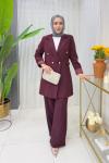 Ayşin Pantolonlu Takım Bordo