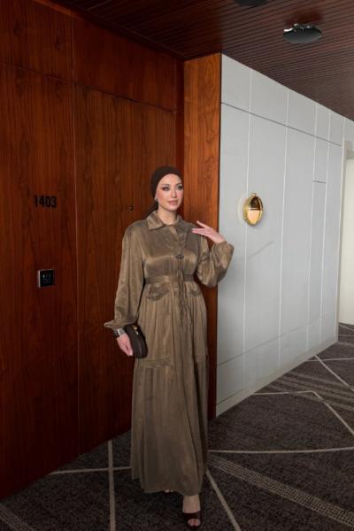 BERİVAN Elbise Koyu Vizon