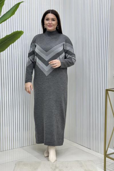 Buhran Triko Elbise Antrasit