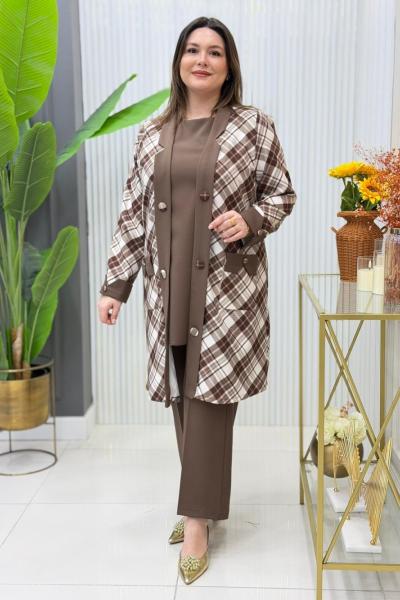 Büşra 3lü Takım Kahverengi