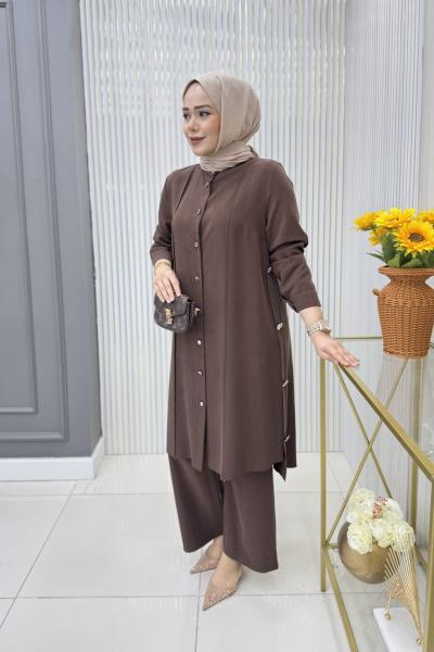 Dilber Tunik Takım Kahverengi