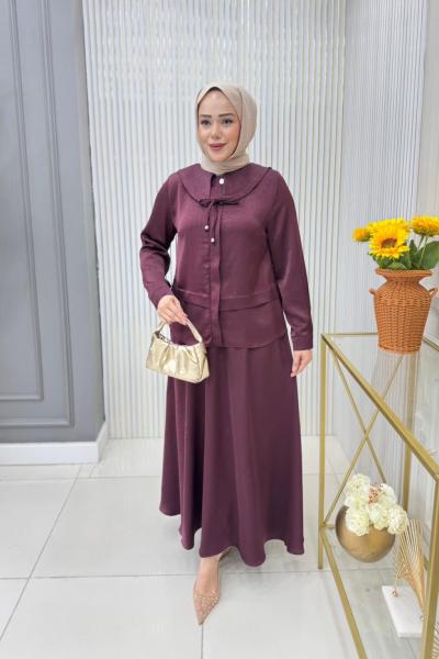 Elçin Etekli Takım Bordo