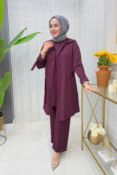 Emine Üçlü Takım Bordo