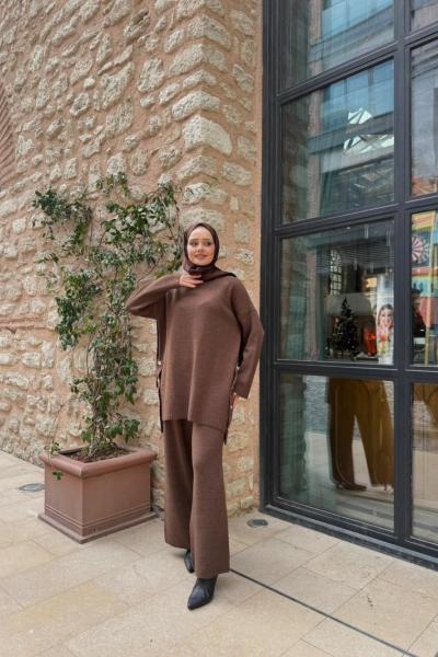 Ezgi Triko Takım Kahverengi