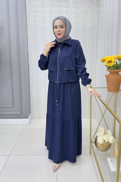 Fahriye Ceketli Elbise Lacivert