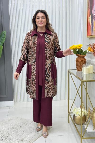 Firuze 3lü Takım Bordo