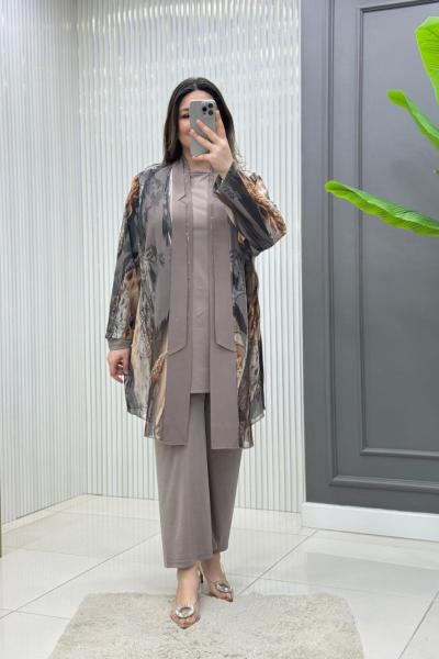 Göksel 3lü Takım  Koyu Vizon