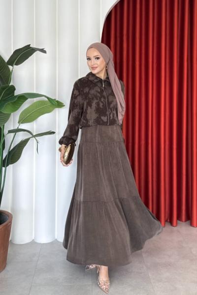 İkbal Elbise Takım Acı Kahve