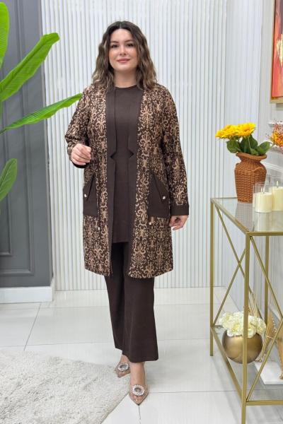 Kardelen 3lü Takım Kahverengi