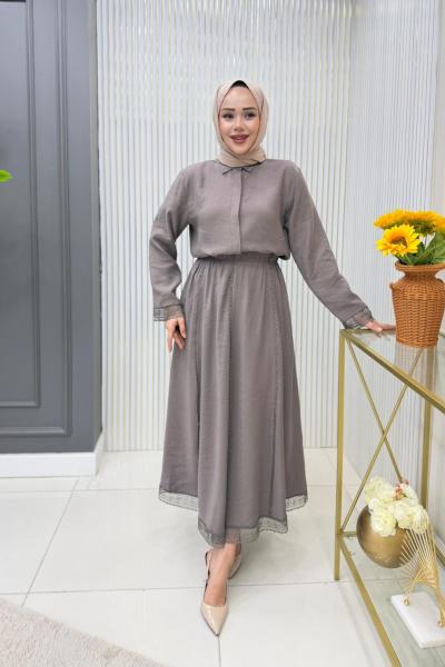 Kevser Etekli Takım Koyu Vizon