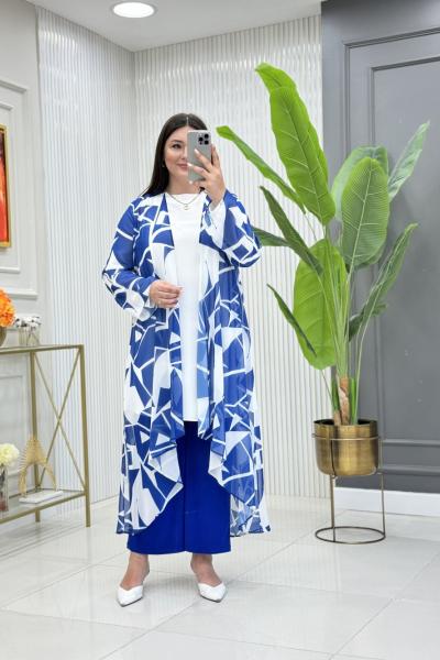 Kübra Üçlü Takım Saks Mavisi