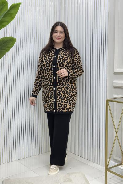 Lila Leopar Triko Takım Leopar