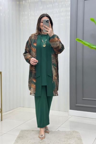 Medine 3lü Takım Zümrüt