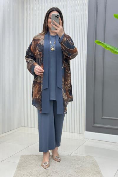 Medine 3lü Takım Mavi