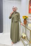 Meltem Ceketli Elbise Takım Yağ Yeşili
