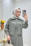 Meryem  Ceketli Elbise Takım  Haki