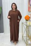 Mine Yelekli Elbise Kahverengi