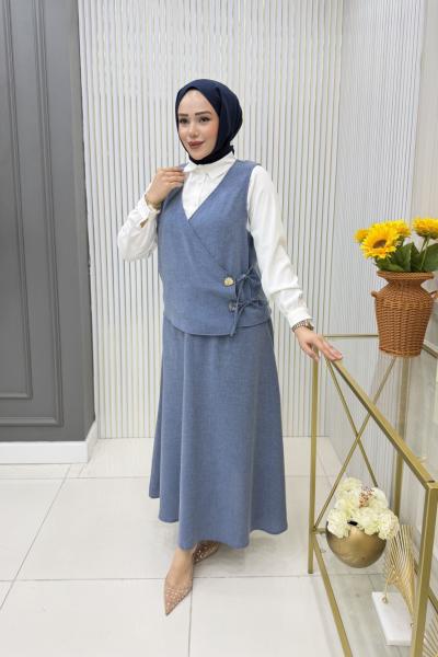 Müjde Etekli Takım Mavi