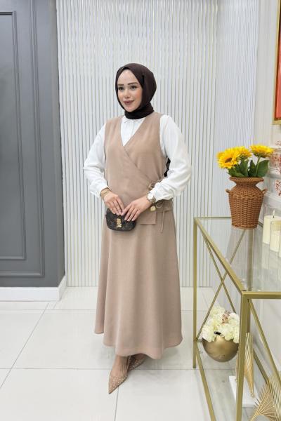 Müjde Etekli Takım Bej