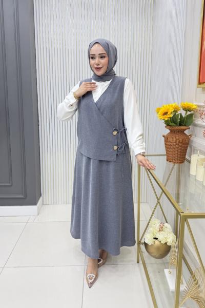 Müjde Etekli Takım Gri