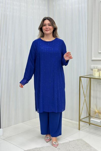 Nurdan Sandy Takım Saks Mavisi