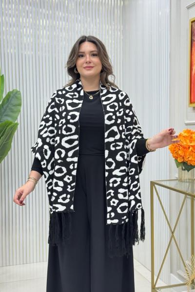 Sınırsız Beden Panço Siyah