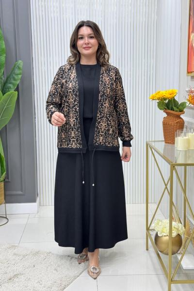 Sümeyra 3lü Etekli Takım Siyah