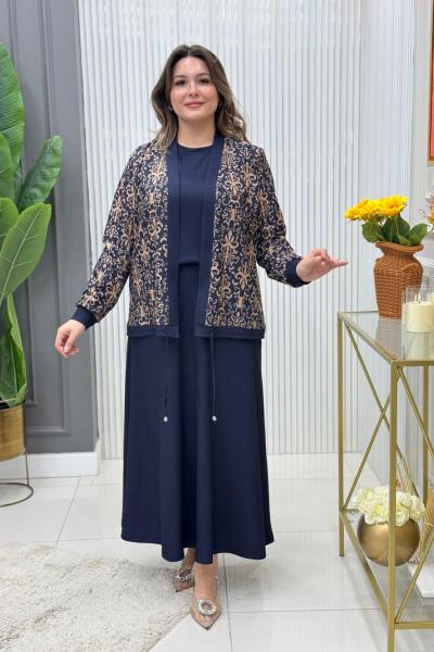 Sümeyra 3lü Etekli Takım Lacivert