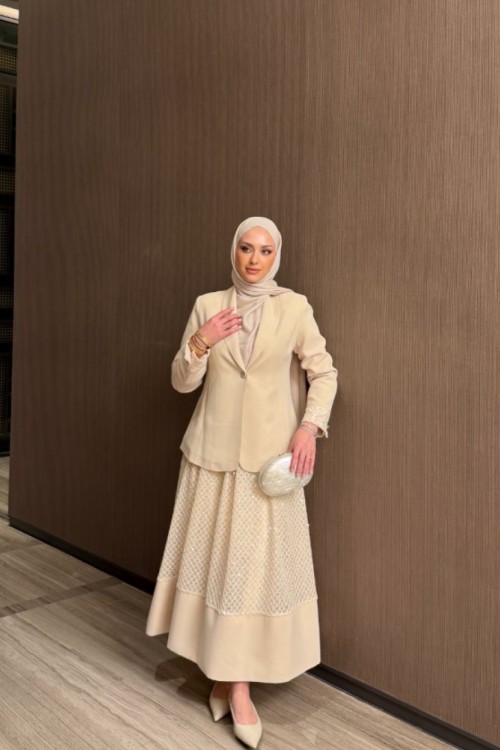 Yasemin Etekli Takım Krem