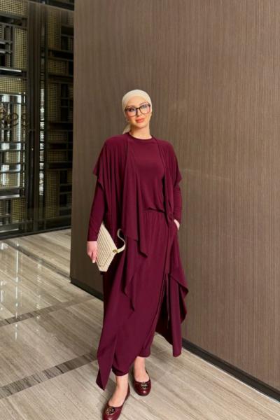 Zarife Üçlü Takım Mor