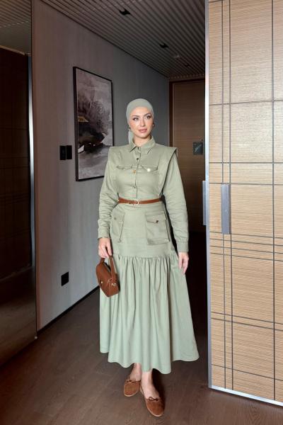 Açelya Elbise Haki Haki