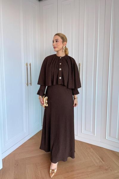 Adile Elbise Kahverengi Kahverengi