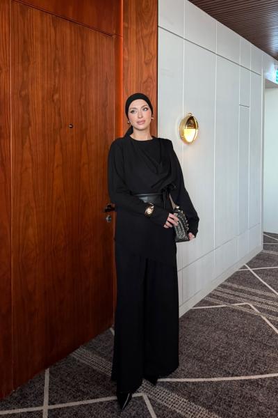 Ahsen Pantolonlu Takım Siyah Siyah