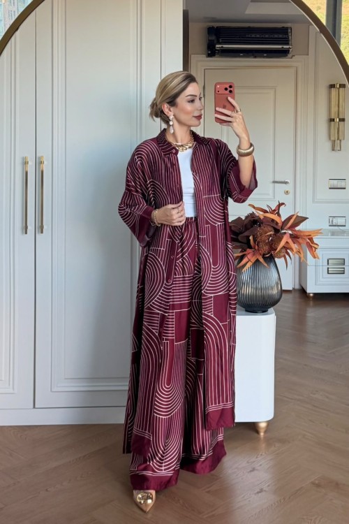 Akkız Elbise Takım Bordo BORDO