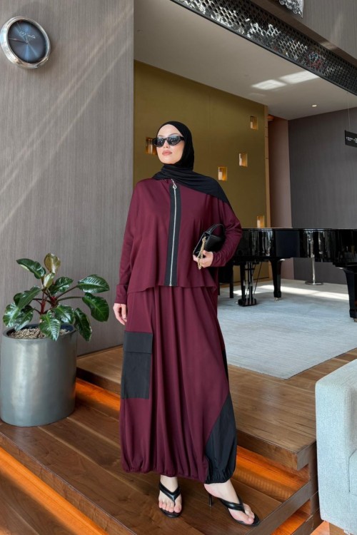 Alina Etekli Takım Bordo  BORDO