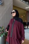 Alina Etekli Takım Bordo  BORDO