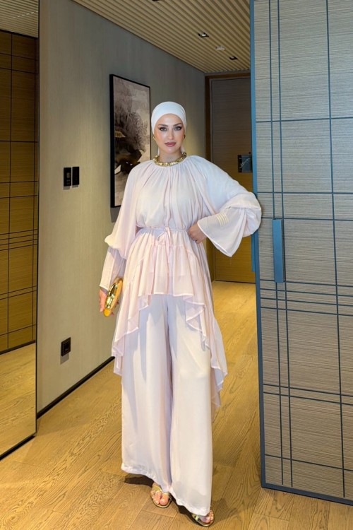 Almina Pantolon Takım Pudra PUDRA