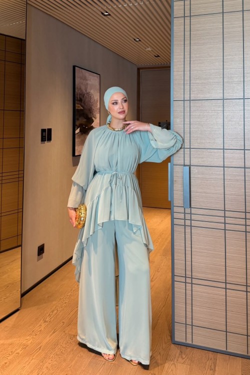 Almina Pantolon Takım Mint Mint Yeşili