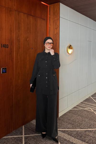 Asu Pantolon Takım Siyah Siyah