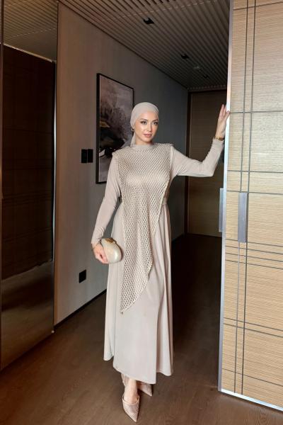 Atiye Elbise Bej Bej