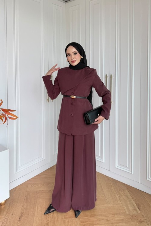 Ayperi Pantolonlu Takım Bordo  BORDO