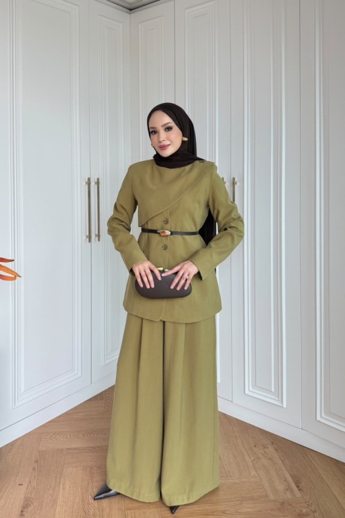 Ayperi Pantolonlu Takım Yağ Yeşili  YAĞ YEŞİLİ