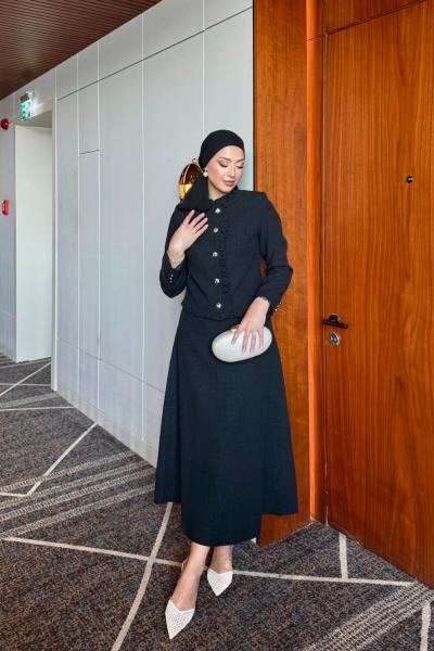 Ayşe Etekli Takım Siyah Siyah