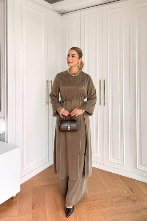 Ayşin Pantolonlu Takım Vizon Vizon