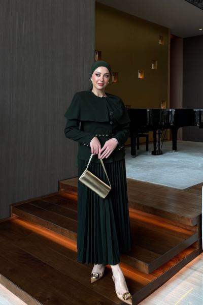 Ayza Etekli Takım Koyu Yeşil Koyu Yeşil