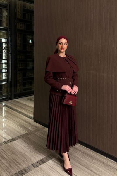 Ayza Etekli Takım Bordo Bordo